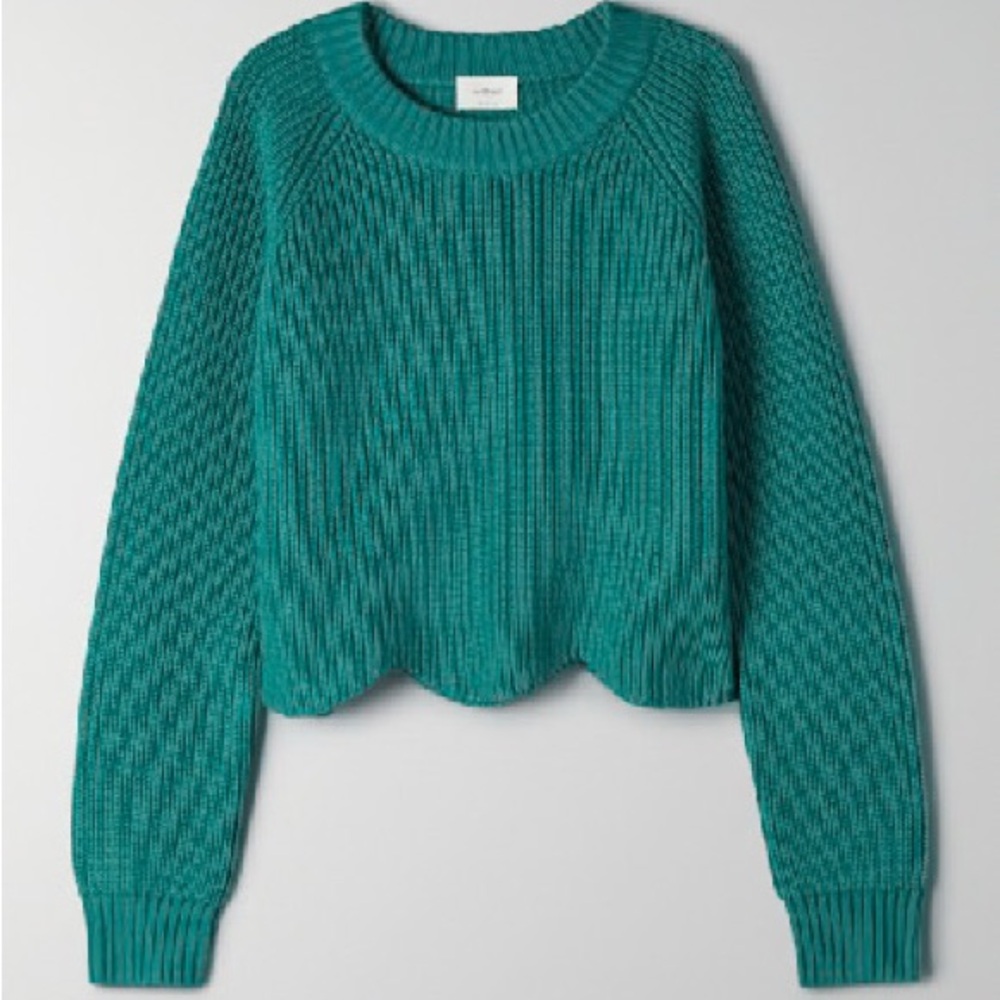 Aritzia Teal Crew Neck Sweater